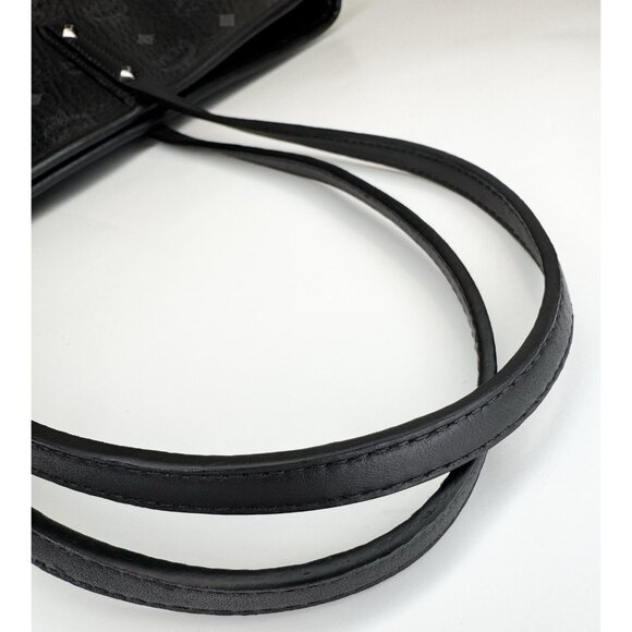 MCM Black Visetos Anya Tote Shoulder Bag Top Zip Carryall - Picture 9 of 12